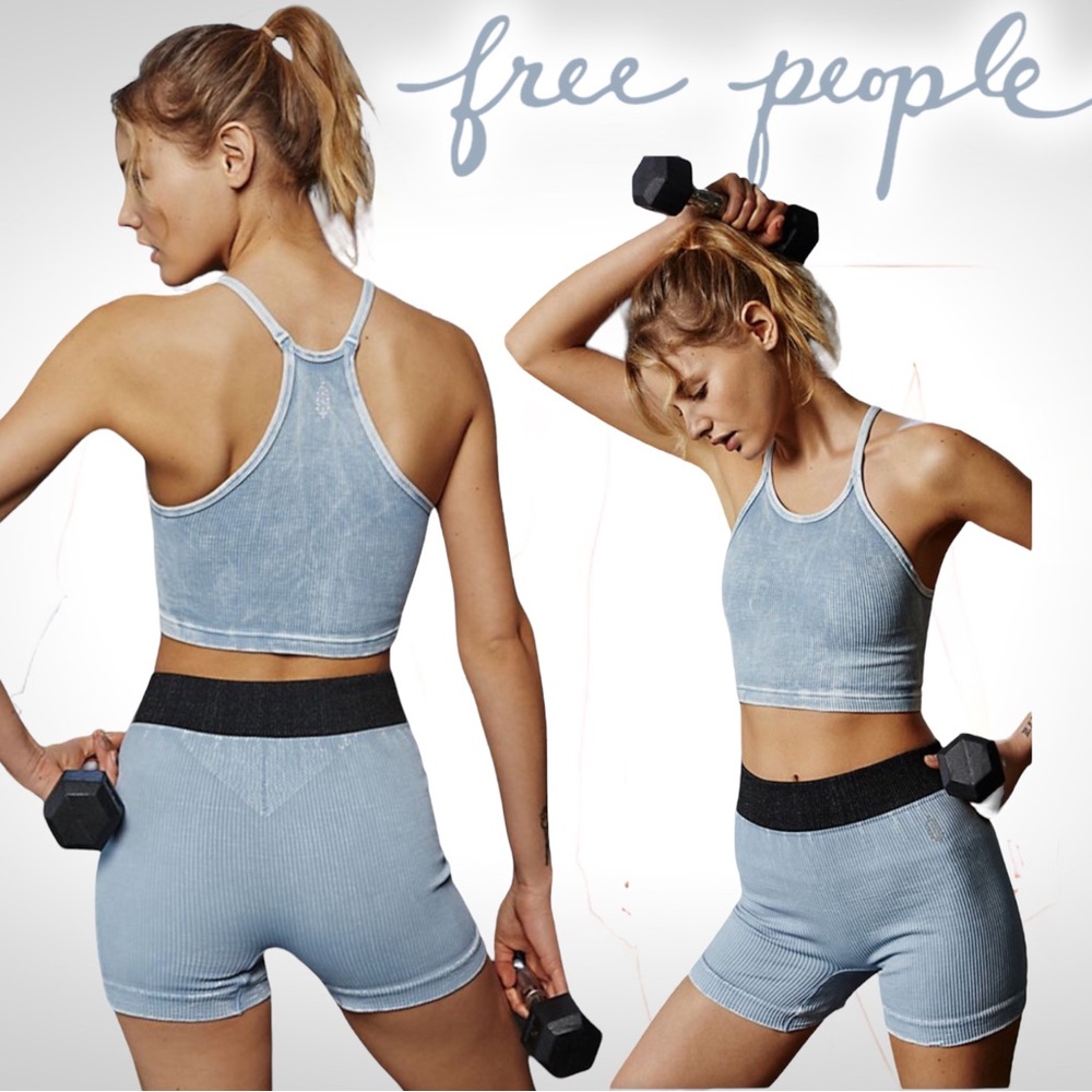 Free People Seamless Shorts Blue NWT